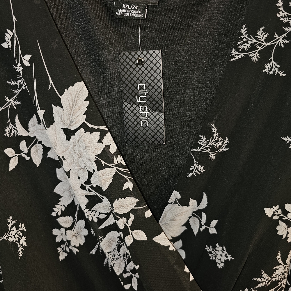City Chic Black and White Floral Dress
